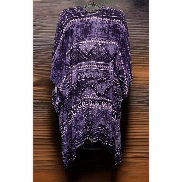 New Blue Boho Open Kimono Topper Tassels Altar'd State Sz M/L - Picture 5 of 8